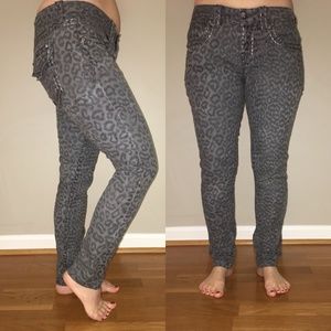 Miss Me Grey Cheetah Print Skinny Jeans